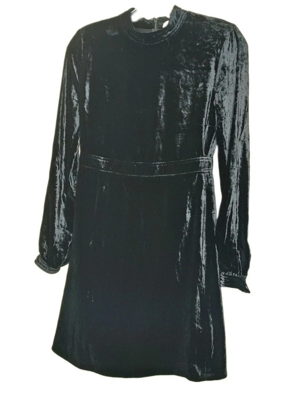 ALC Woman 0 Silk Dress Black Crushed Velvet Long Sleeve Witchy Goth Holiday Nwt